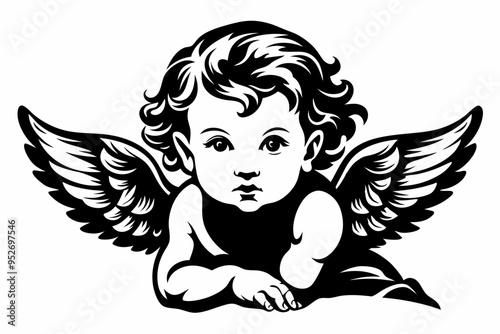 Baby Angel silhouette vector illustration