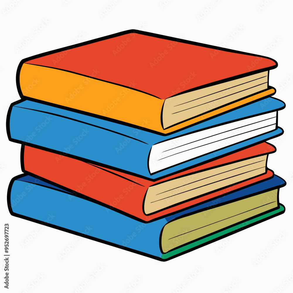White Background Stack of Books Vector Art White Background Stack of Books Vector Art