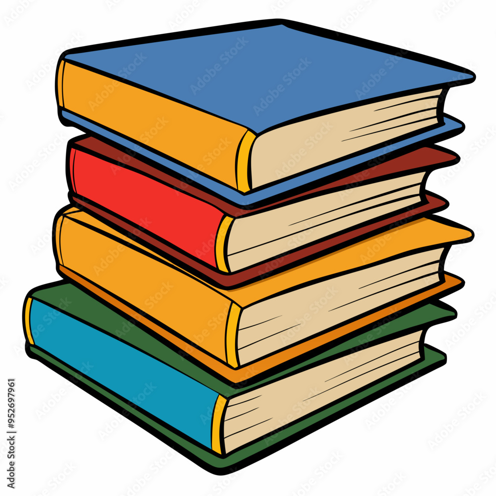 White Background Stack of Books Vector Art White Background Stack of Books Vector Art