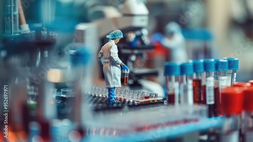 Wallpaper Mural Scientist in laboratory conducting experiments with test tubes and equipment for research and analysis. Torontodigital.ca