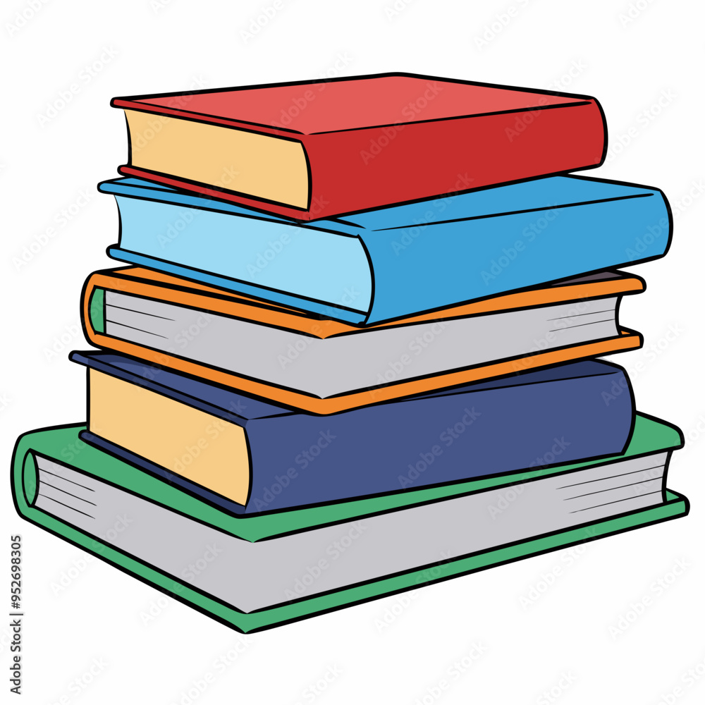 White Background Stack of Books Vector Art White Background Stack of Books Vector Art