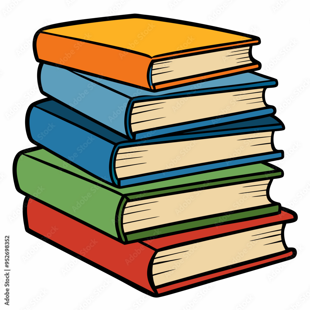 White Background Stack of Books Vector Art White Background Stack of Books Vector Art