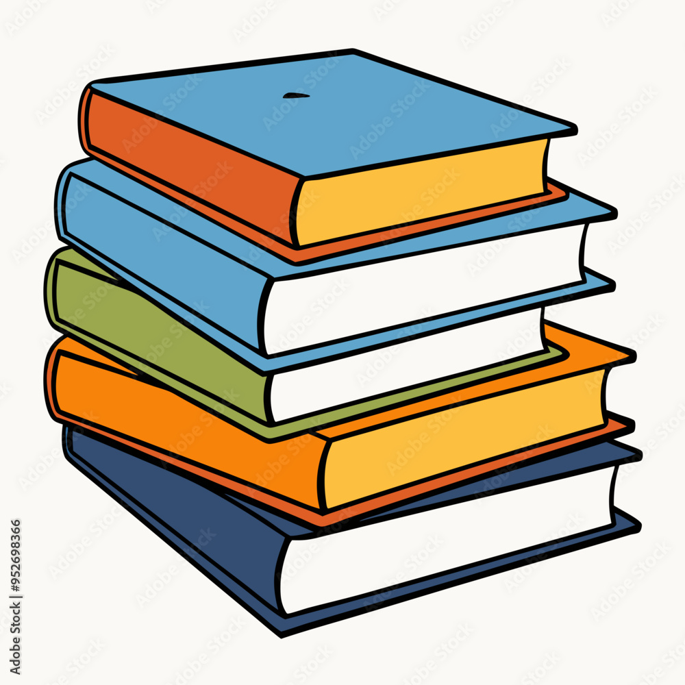 White Background Stack of Books Vector Art White Background Stack of Books Vector Art