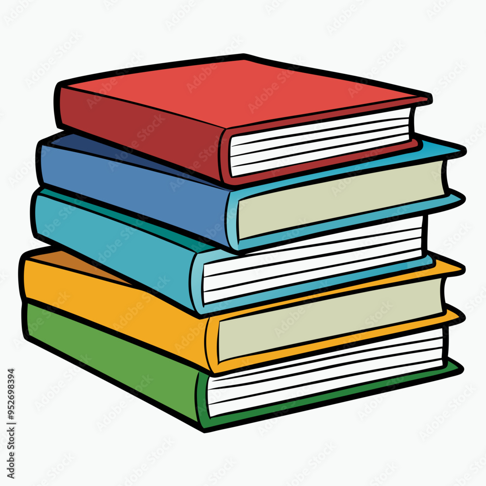 White Background Stack of Books Vector Art White Background Stack of Books Vector Art