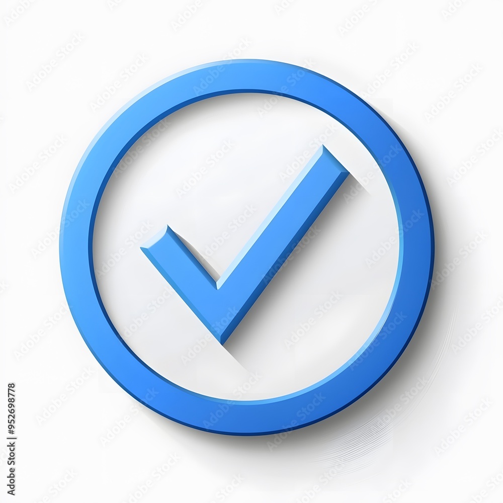3d check icon, checklist tick, done mark. Vector realistic plastic style checkmark, symbol of selection, confirmation or approval. blue circle with a white, white background 3d check icon, checklist tick, done mark. Vector realistic plastic style checkmark, symbol of selection, confirmation or approval. blue circle with a white, white background