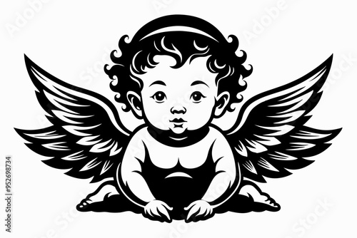 Baby Angel silhouette vector illustration