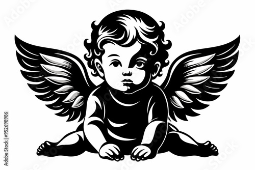 Baby Angel silhouette vector illustration