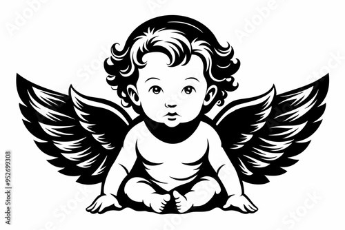 Baby Angel silhouette vector illustration