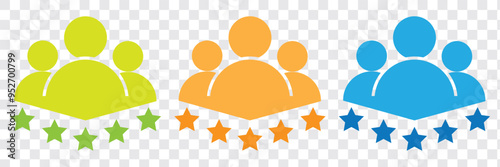 5 star rating. Positive review of customer. Feedback with satisfaction rating. Survey about quality service. Concept vector icon illustration. EPS 10.