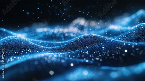 Abstract Blue Glitter Waves