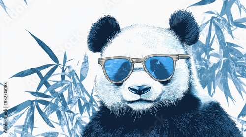 Cool Panda with Sunglasses in Bamboo Forest