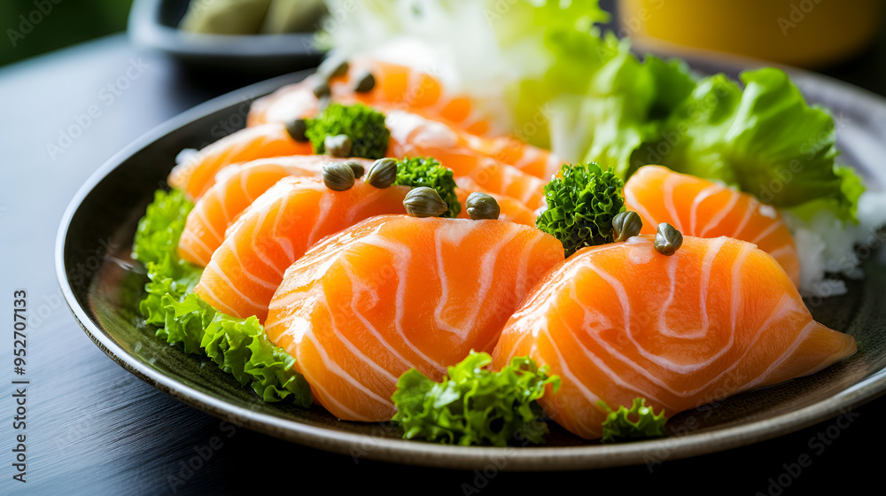 Salmon Sashimi with Capers and Lettuce Salmon Sashimi with Capers and Lettuce