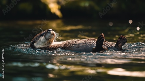 Otter Relaxing in Water