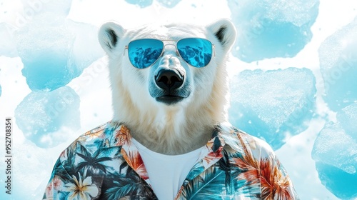 Cool Polar Bear in Hawaiian Shirt
