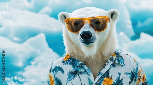Cool Polar Bear in Sunglasses and Hawaiian Shirt