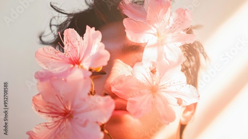 Man with Pink Flowers