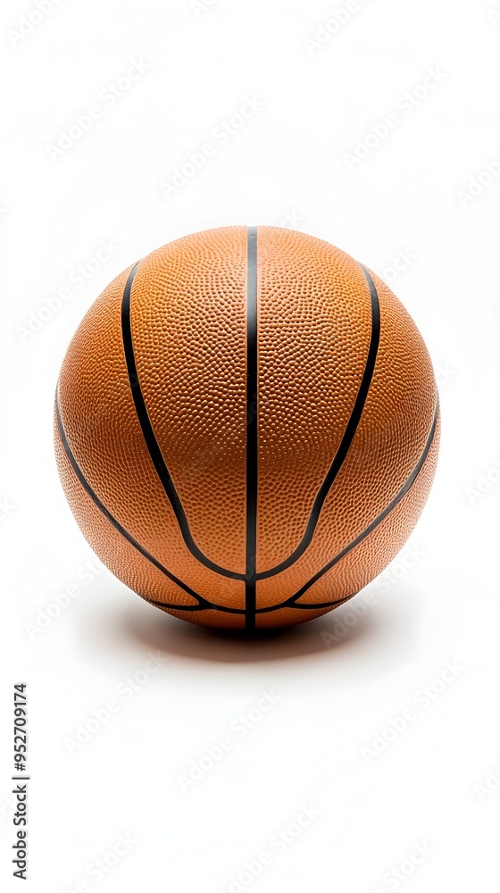 Regulation Size Basketball on Bright White Background Emphasizing Classic Design Regulation Size Basketball on Bright White Background Emphasizing Classic Design