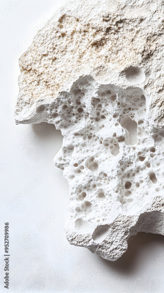Rugged and Porous Pumice Stone on Pristine White Backdrop Rugged and Porous Pumice Stone on Pristine White Backdrop