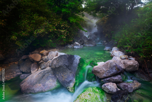 Boiling river of Iturup Island photo