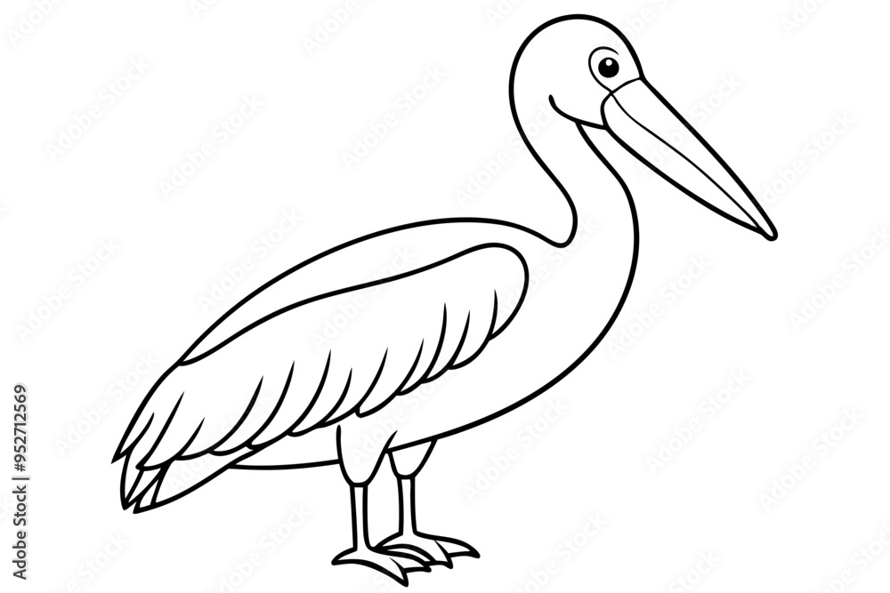 Fototapeta premium Pelican Line Art Vector Illustration