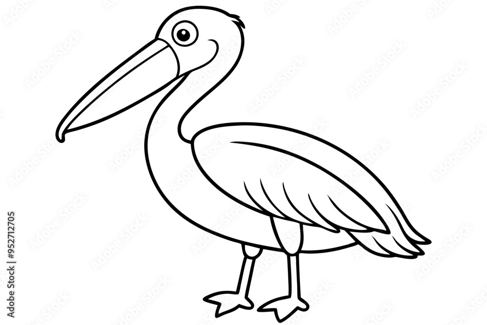 Fototapeta premium Pelican Line Art Vector Illustration