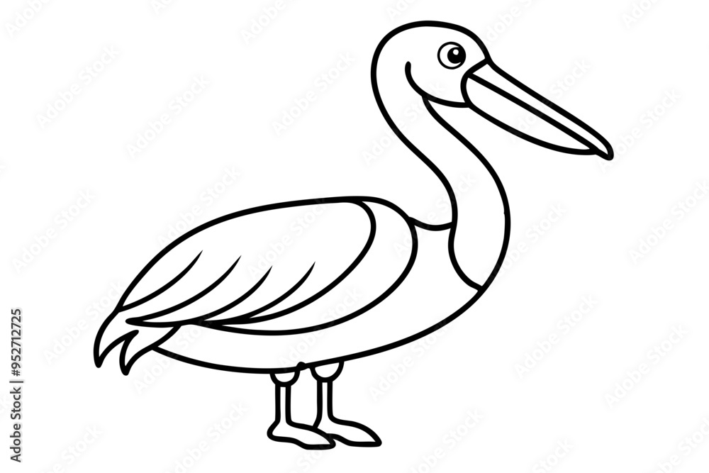 Fototapeta premium Pelican Line Art Vector Illustration
