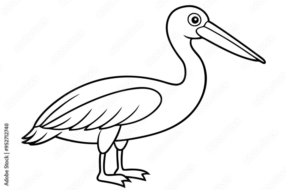 Fototapeta premium Pelican Line Art Vector Illustration