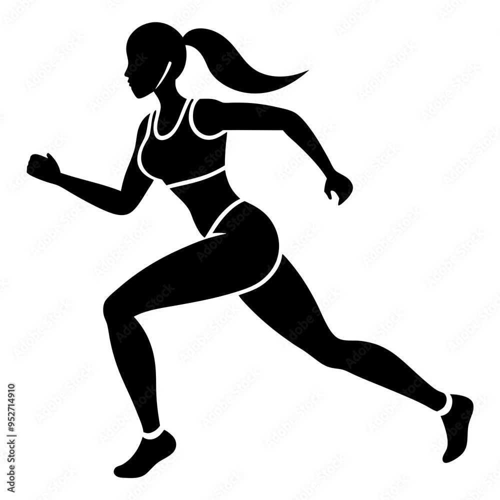 Fototapeta premium Fitness Women Running Pose - Vector Illustration