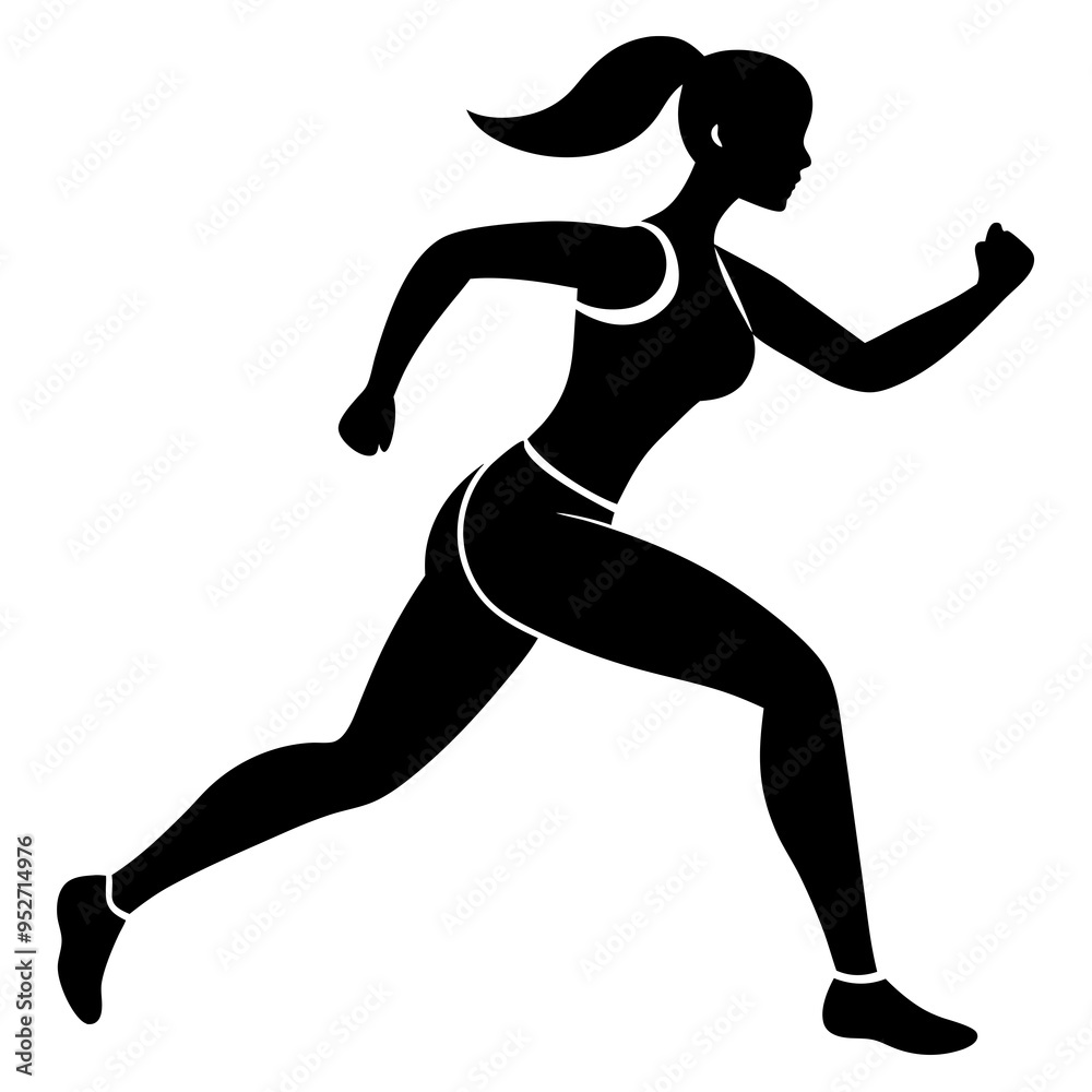 Fitness Women Running Pose - Vector Illustration Fitness Women Running Pose - Vector Illustration
