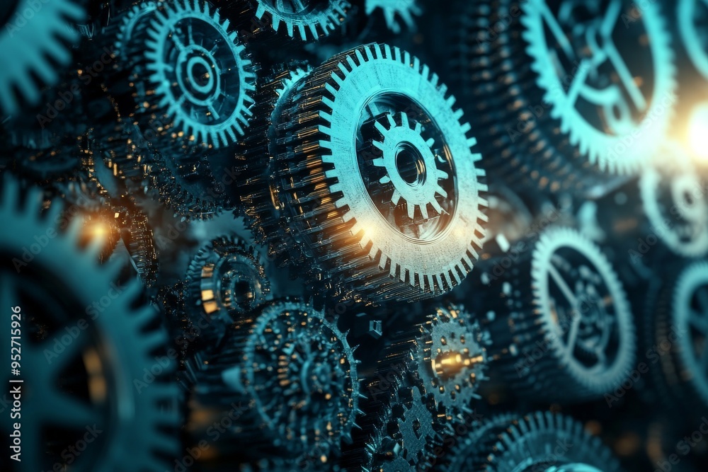 Interlocking gears, a representation of complex systems and intricate processes. Interlocking gears, a representation of complex systems and intricate processes.