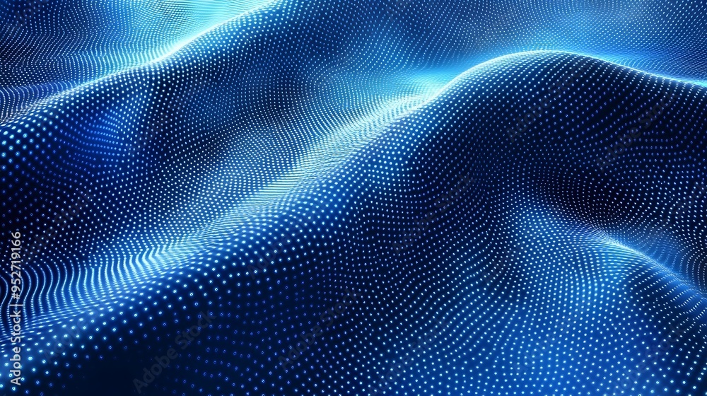 Abstract blue digital background with a wave of white dots. Abstract blue digital background with a wave of white dots.