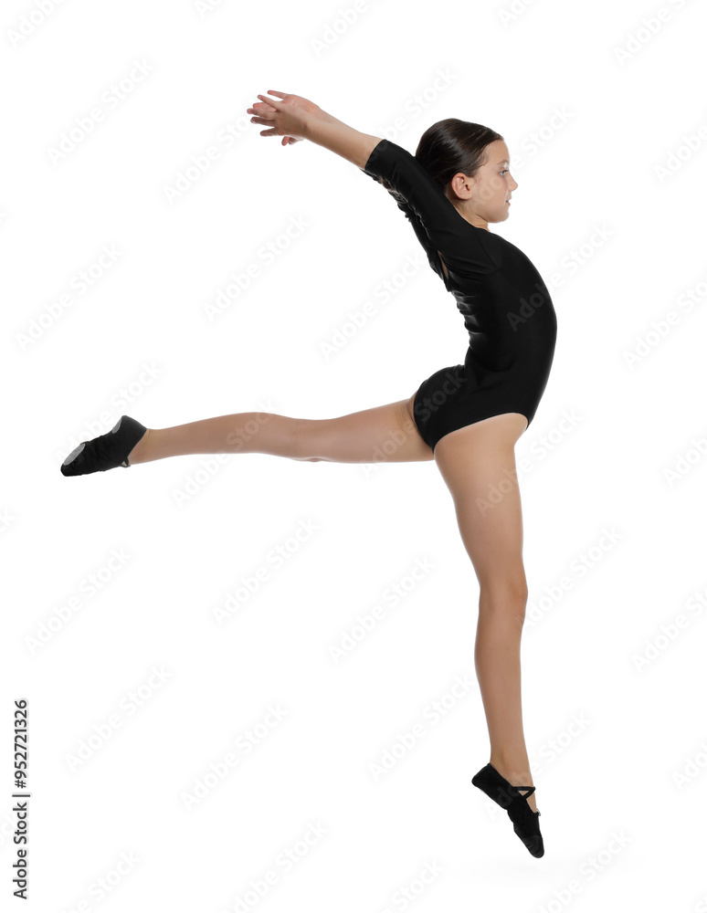 Cute little ballerina dancing on white background Cute little ballerina dancing on white background