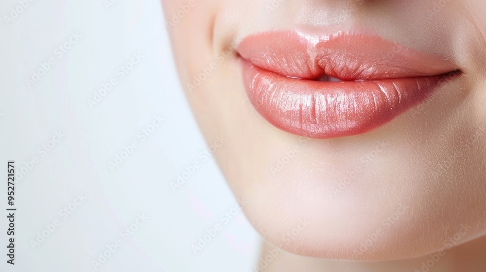 Obraz premium Closeup of Beautiful Lips with Glossy Makeup