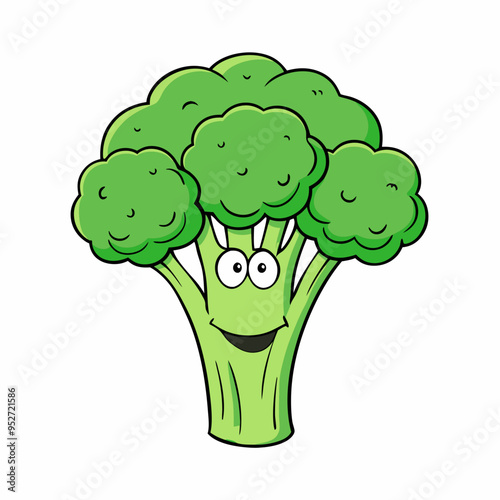 Broccoli Silhouette Vector Outline on White Background