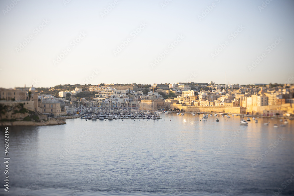 Beautiful sunrise in Valletta harbor in Malta. Beautiful sunrise in Valletta harbor in Malta.