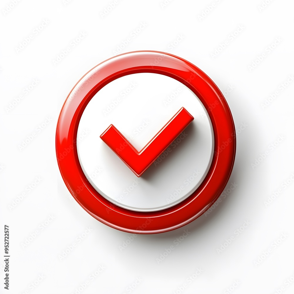 3d check icon, checklist tick, done mark. Vector realistic plastic style checkmark, symbol of selection, confirmation or approval. Red circle with a white, white background
3d check icon, checklist tick, done mark. Vector realistic plastic style checkmark, symbol of selection, confirmation or approval. Red circle with a white, white background