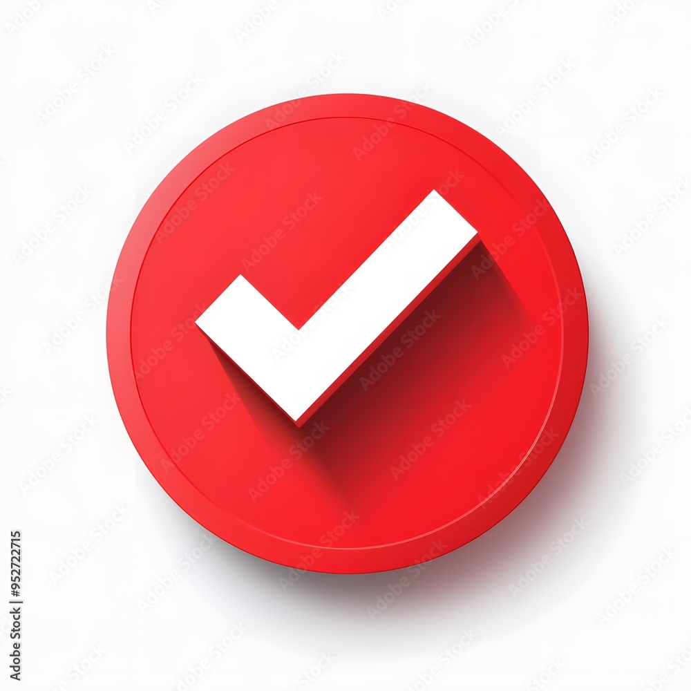 3d check icon, checklist tick, done mark. Vector realistic plastic style checkmark, symbol of selection, confirmation or approval. Red circle with a white, white background
3d check icon, checklist tick, done mark. Vector realistic plastic style checkmark, symbol of selection, confirmation or approval. Red circle with a white, white background