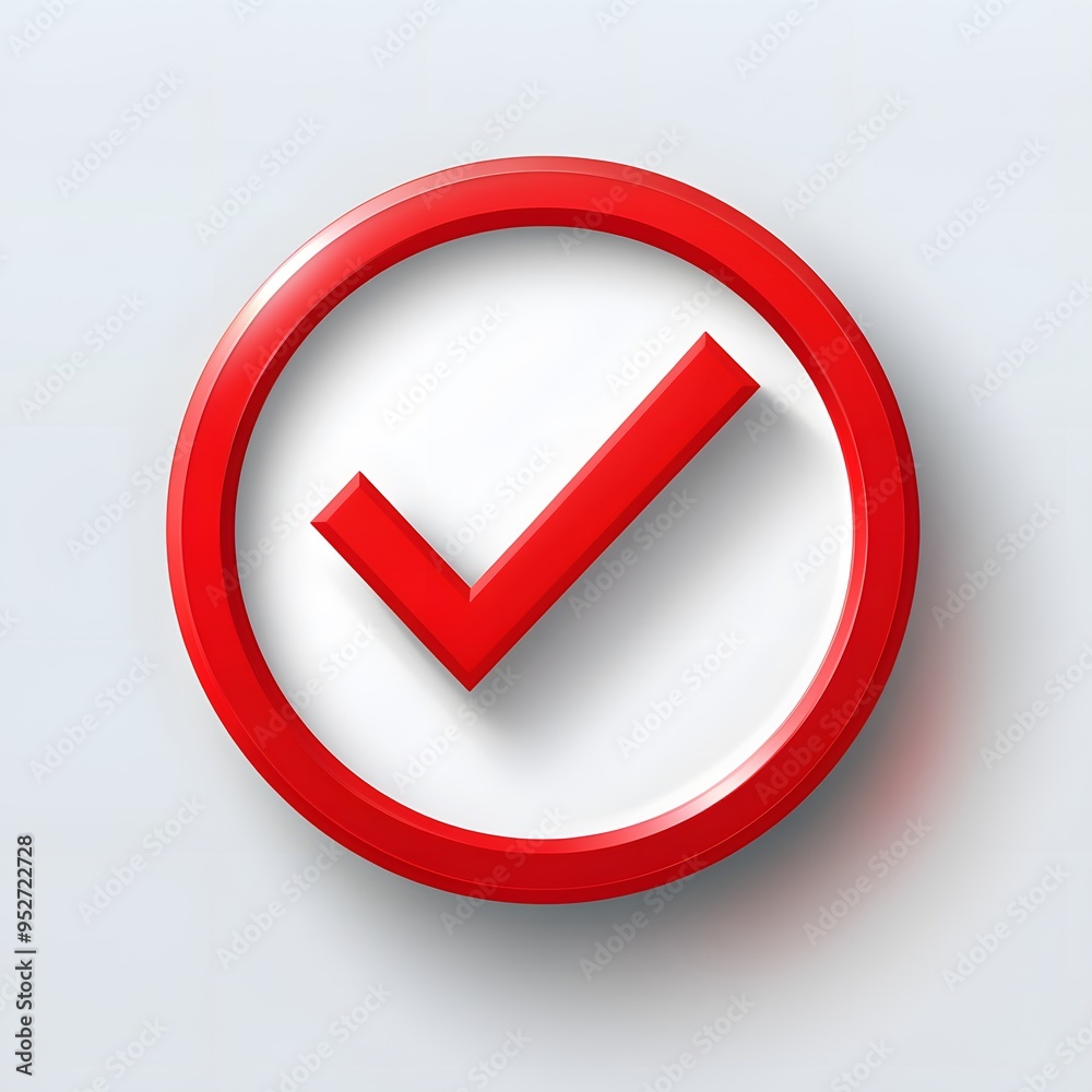 3d check icon, checklist tick, done mark. Vector realistic plastic style checkmark, symbol of selection, confirmation or approval. Red circle with a white, white background
3d check icon, checklist tick, done mark. Vector realistic plastic style checkmark, symbol of selection, confirmation or approval. Red circle with a white, white background