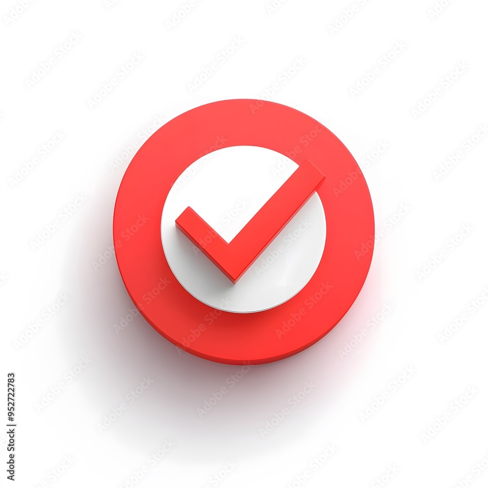 3d check icon, checklist tick, done mark. Vector realistic plastic style checkmark, symbol of selection, confirmation or approval. Red circle with a white, white background
3d check icon, checklist tick, done mark. Vector realistic plastic style checkmark, symbol of selection, confirmation or approval. Red circle with a white, white background