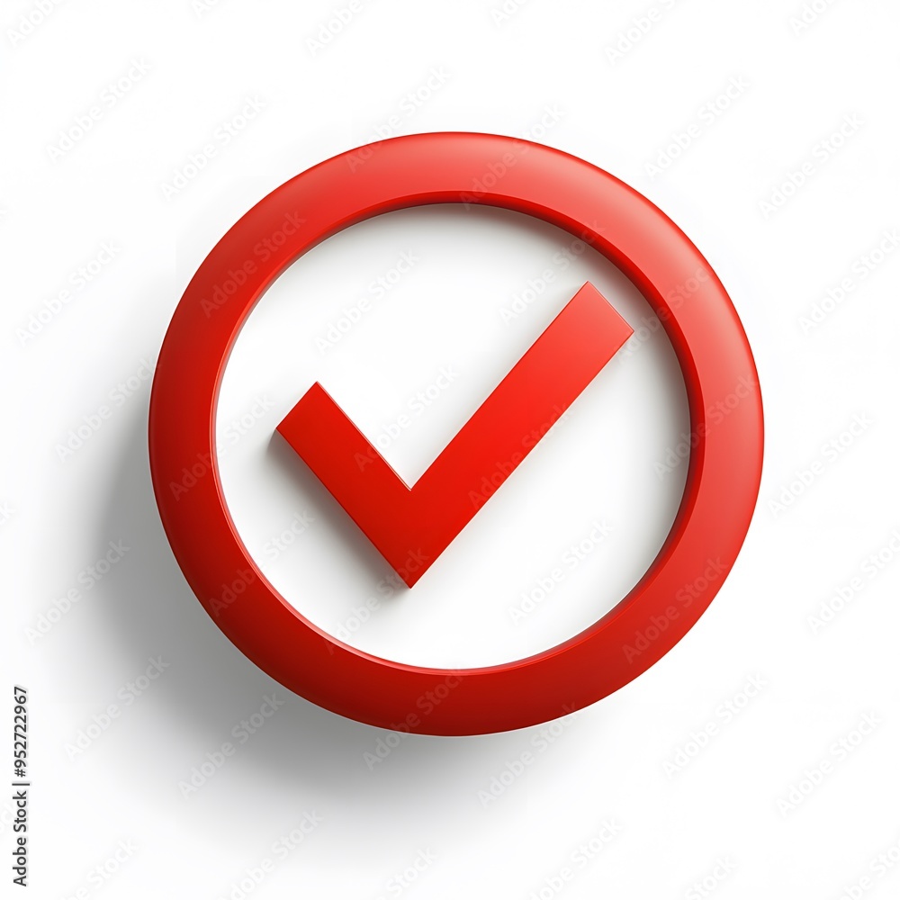 3d check icon, checklist tick, done mark. Vector realistic plastic style checkmark, symbol of selection, confirmation or approval. Red circle with a white, white background
3d check icon, checklist tick, done mark. Vector realistic plastic style checkmark, symbol of selection, confirmation or approval. Red circle with a white, white background
