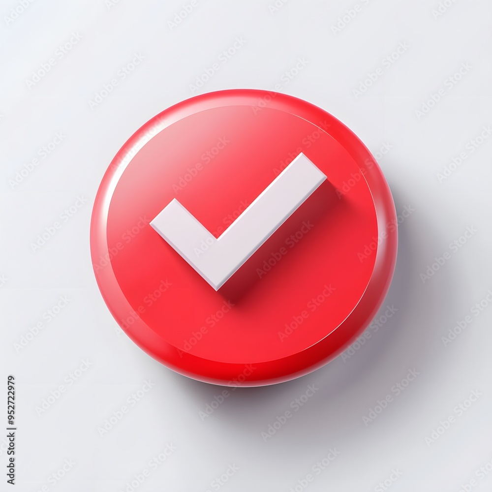 3d check icon, checklist tick, done mark. Vector realistic plastic style checkmark, symbol of selection, confirmation or approval. Red circle with a white, white background
3d check icon, checklist tick, done mark. Vector realistic plastic style checkmark, symbol of selection, confirmation or approval. Red circle with a white, white background