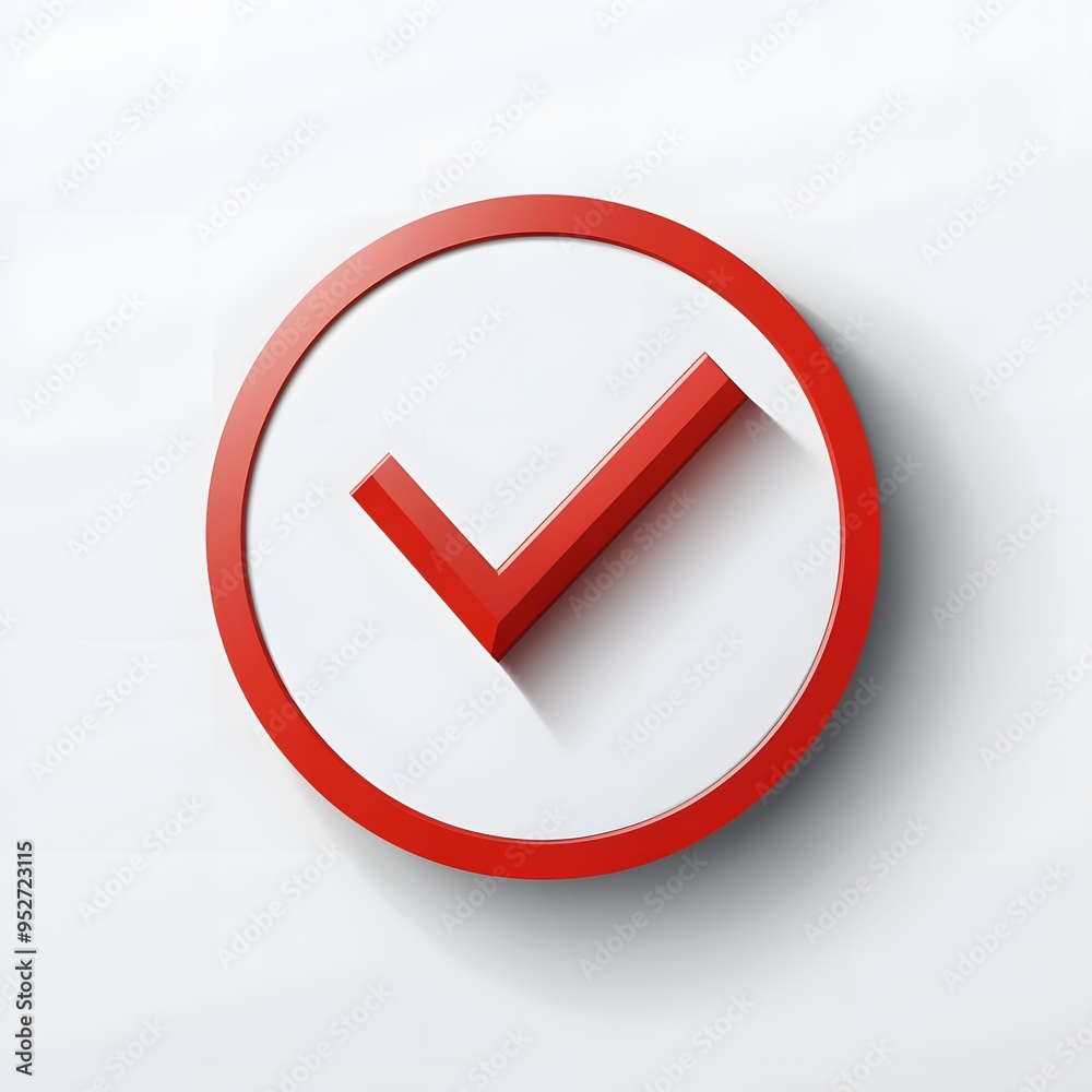 3d check icon, checklist tick, done mark. Vector realistic plastic style checkmark, symbol of selection, confirmation or approval. Red circle with a white, white background
3d check icon, checklist tick, done mark. Vector realistic plastic style checkmark, symbol of selection, confirmation or approval. Red circle with a white, white background