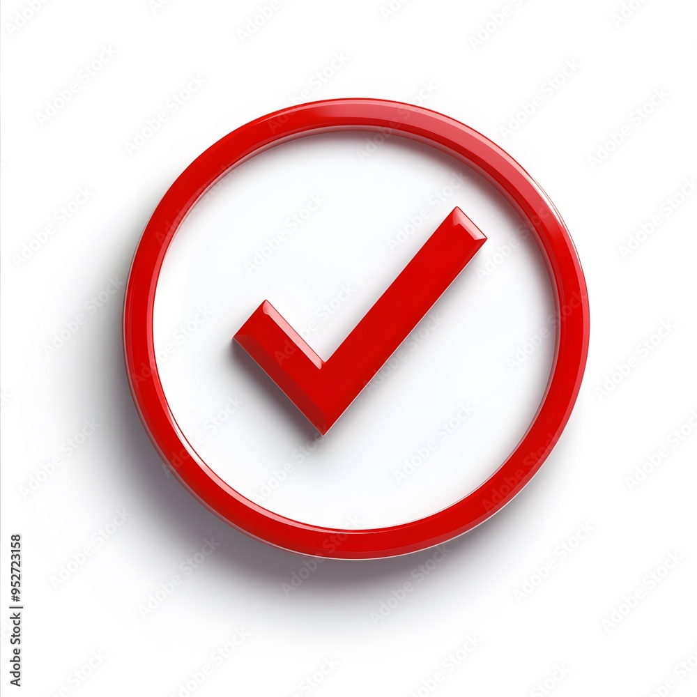 3d check icon, checklist tick, done mark. Vector realistic plastic style checkmark, symbol of selection, confirmation or approval. Red circle with a white, white background
3d check icon, checklist tick, done mark. Vector realistic plastic style checkmark, symbol of selection, confirmation or approval. Red circle with a white, white background