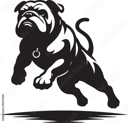 "Stunning Black and White bull Dog Illustrations: High-Quality Pet Art Designs"