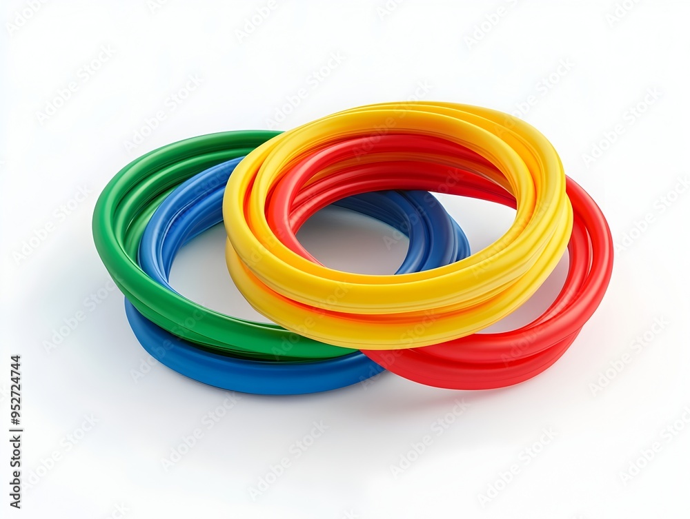 Vibrant Fitness Resistance Bands in a Variety of Colors Against White Backdrop Vibrant Fitness Resistance Bands in a Variety of Colors Against White Backdrop