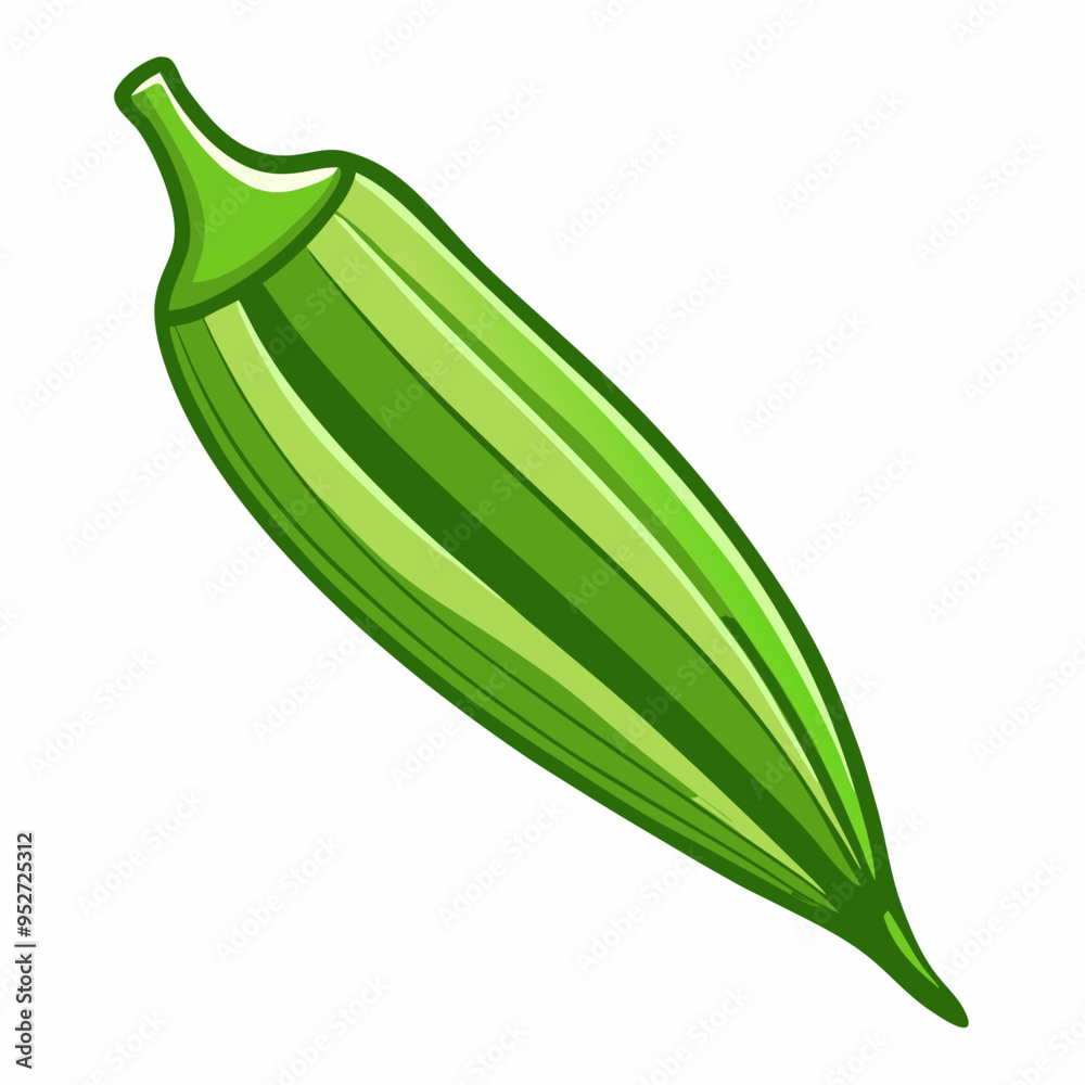 Okra Vector Illustration on White Background Okra Vector Illustration on White Background