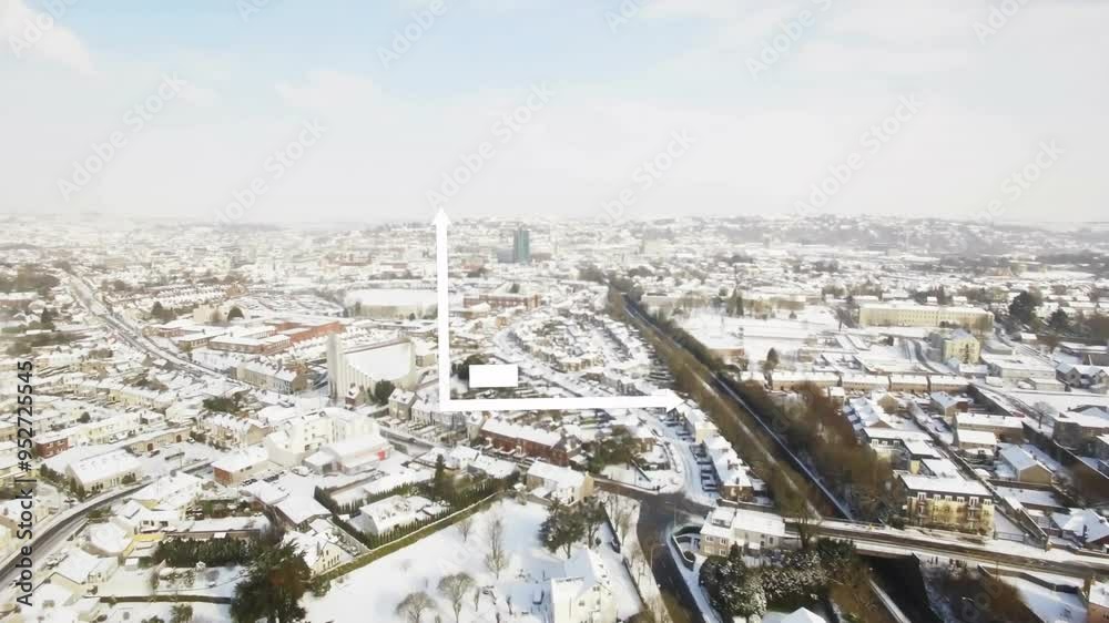 Bar chart animation over aerial view of snowy cityscape Bar chart animation over aerial view of snowy cityscape