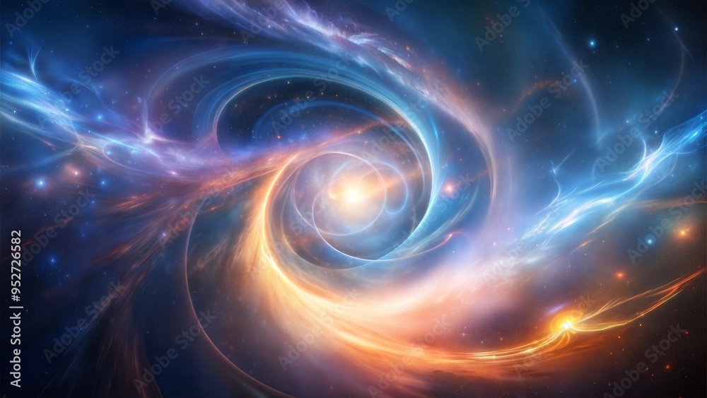 Abstract Cosmic Spiral of Blue and Orange Light, Mystical Universe Energy Abstract Cosmic Spiral of Blue and Orange Light, Mystical Universe Energy