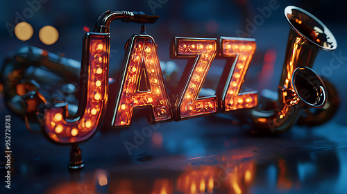Jazz Music Genre Word Text with dark background.