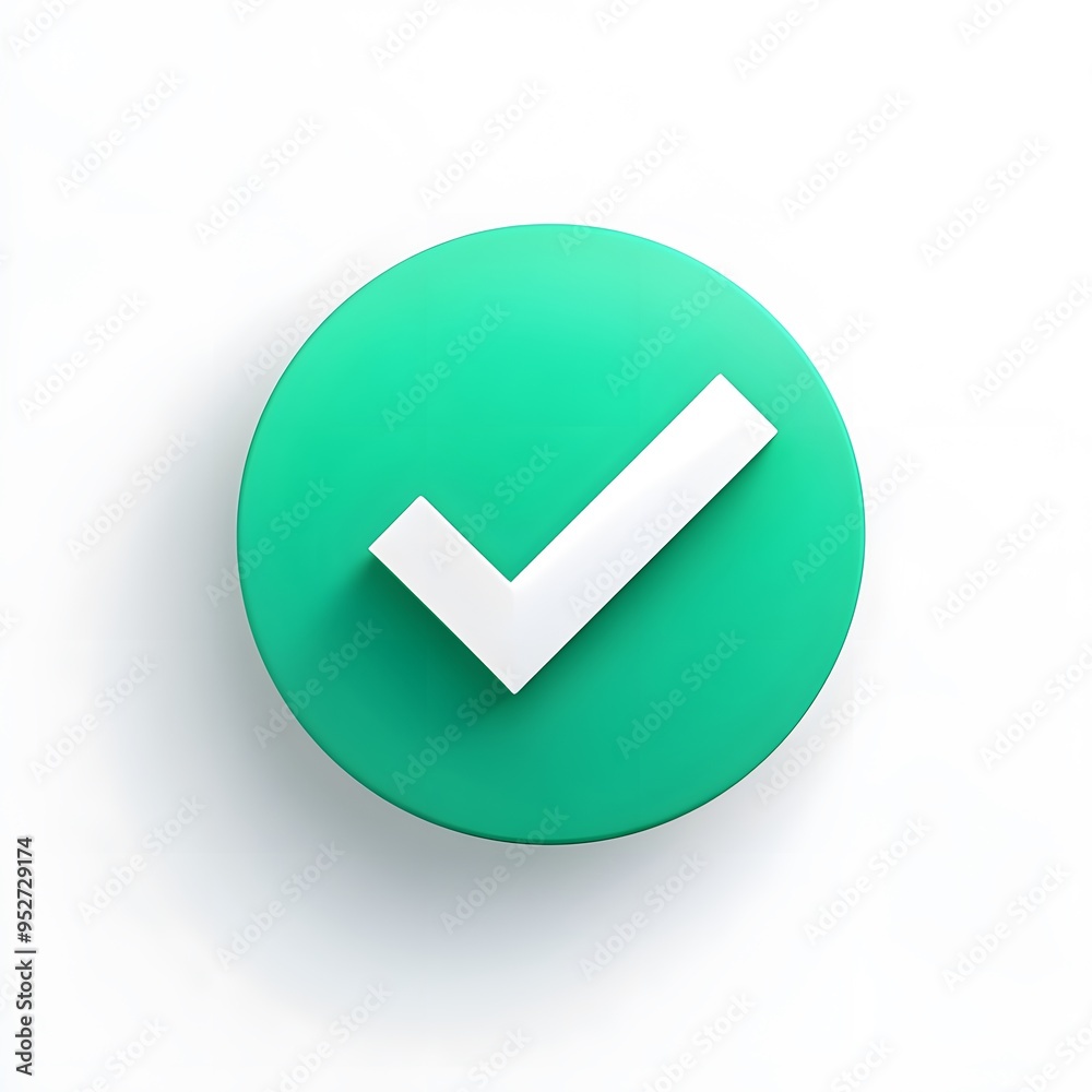 3d check icon, checklist tick, done mark. Vector realistic plastic style checkmark, symbol of selection, confirmation or approval. Green circle with a white, white background 3d check icon, checklist tick, done mark. Vector realistic plastic style checkmark, symbol of selection, confirmation or approval. Green circle with a white, white background